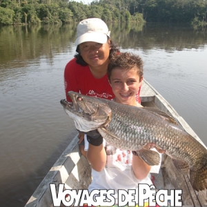 Lors d'un séjour avec Guyane Amazonie Pêche Pierre Dupré a touché ce bel aïmara de 10 kg en pêchant au stickbait le long des berges du fleuve Sinnamary. « Un combat tendu entre les arbres noyés ! »